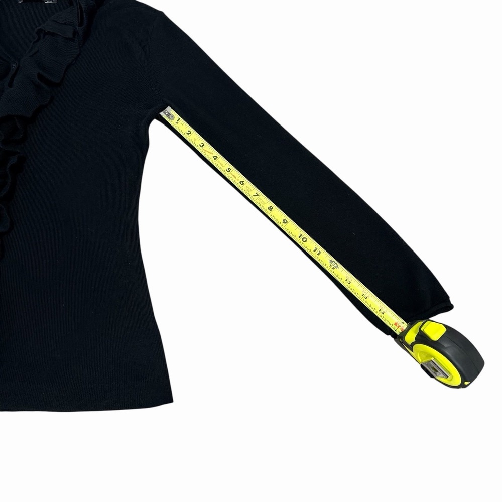 Nic + Zoe Women's Black Ruffle Front Cardigan Button Front Sweater Size M - Picture 5 of 10